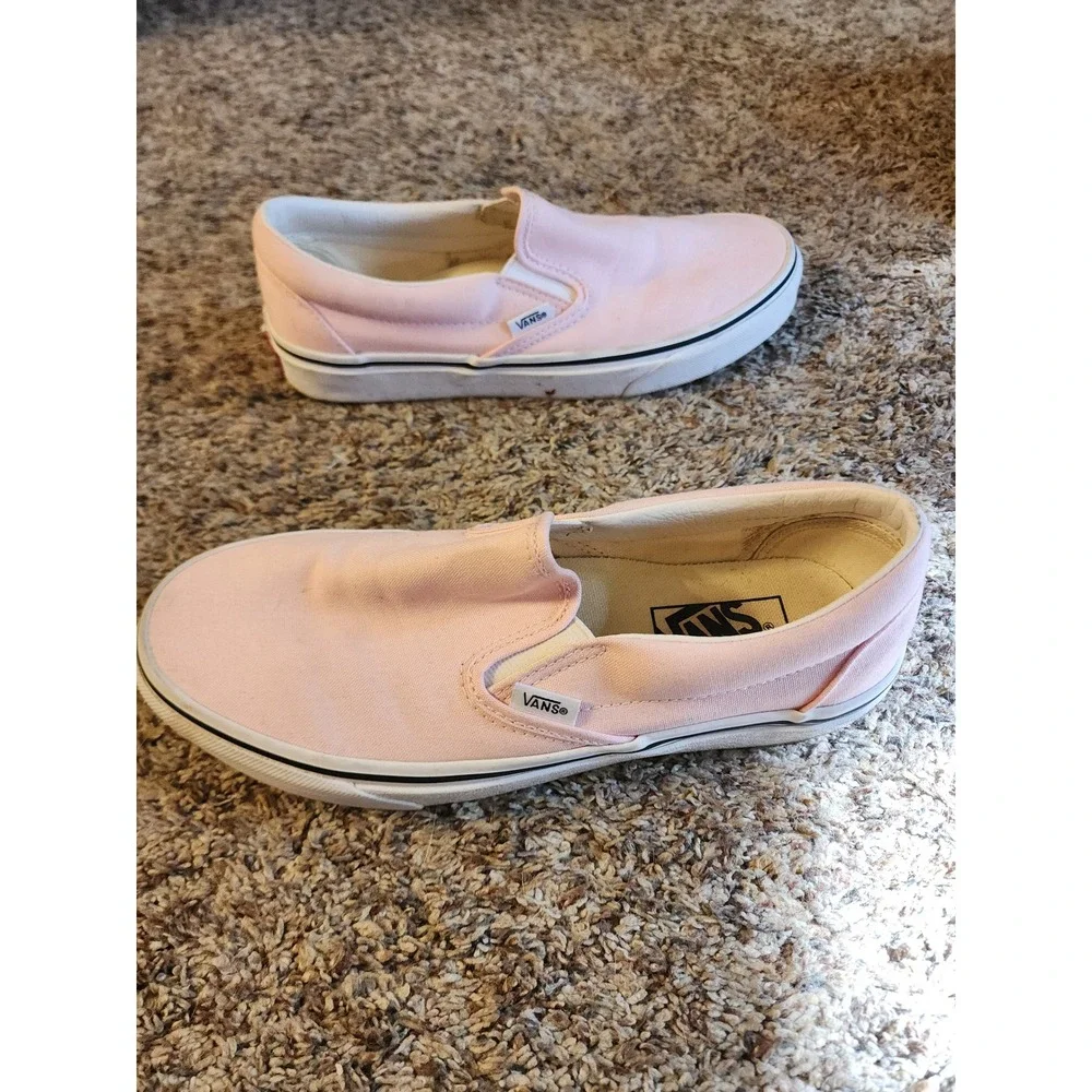 Vans Classic Slip-On Pink Canvas Sneakers Womens 8.5 Mens 7 Low Top Off The Wall